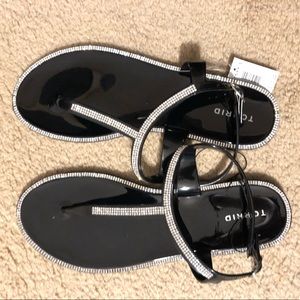 TORRID RHINESTONE JELLY T-STRAP SANDAL - BLACK (11 WW)